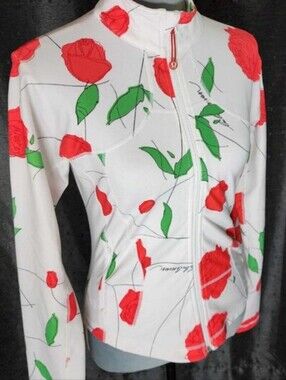 lululemon white High Neck Jacket With Red Flowers L